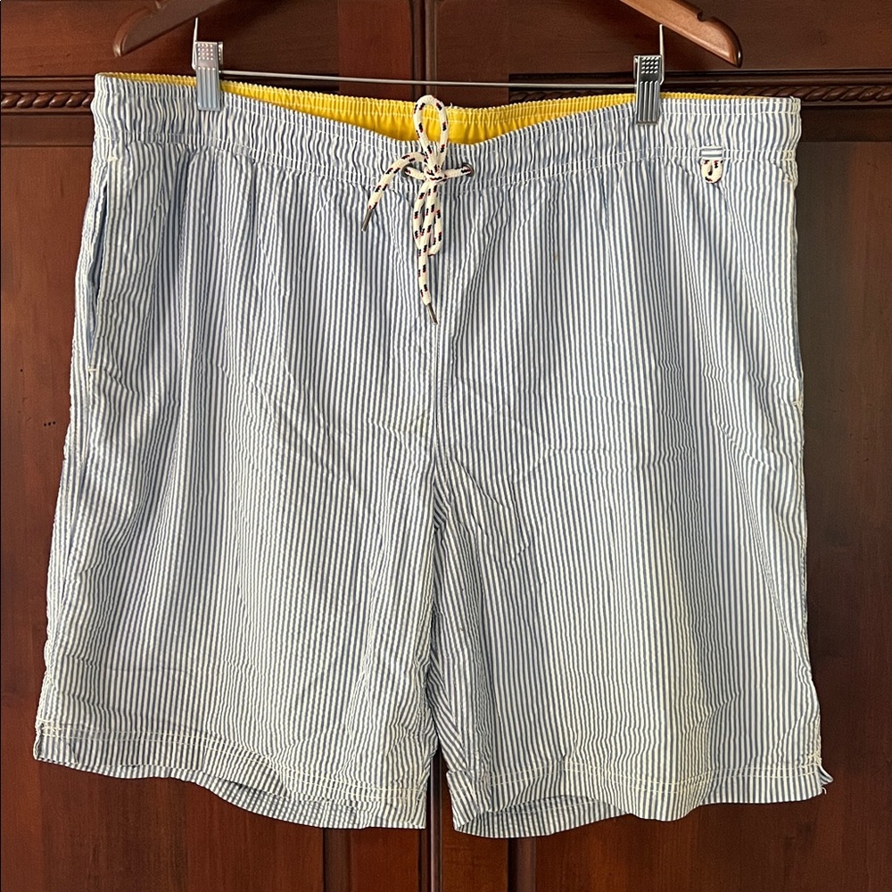 Lands’ End Seersucker Stripe Swim Trunks Size XL